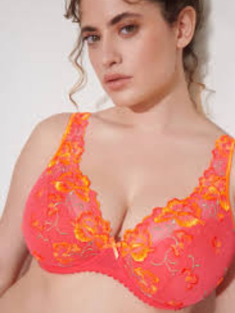 PrimaDonna Coral Pink Floral Embroidered Full Cup Underwire Bra 36H